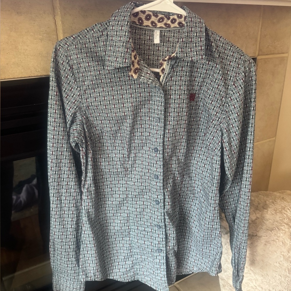 Cinch Blue and Black Button Down Shirt